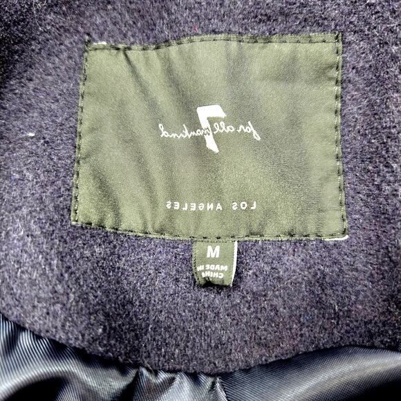 For All ManKind Womens Coat Medium Blue Double Breasted Misses Size 8 10 Jacket - Picture 5 of 8